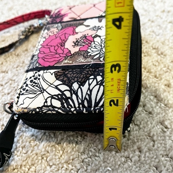 Vera Bradley Wristlet Wallet Mocha Rouge Organizer Key Chain Travel ID Holder - Picture 9 of 9